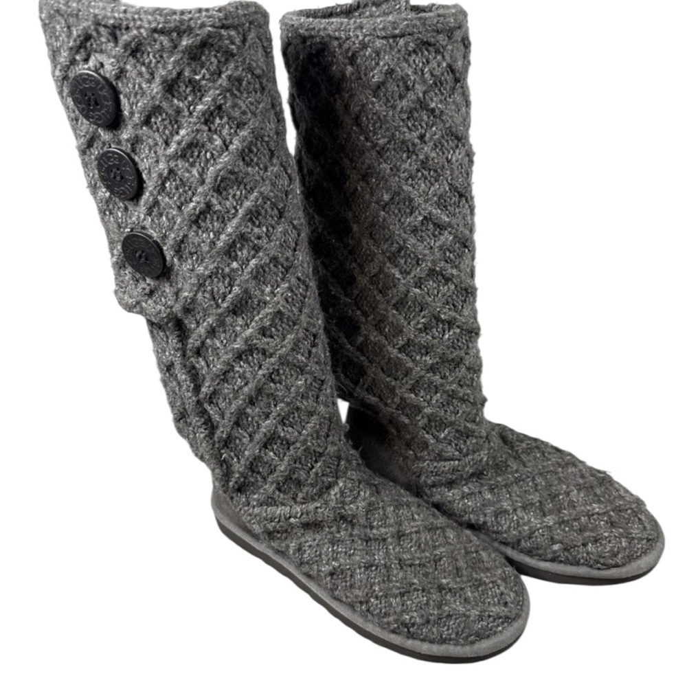 UGG Australia Lattice Cardy Womens Size 7 Gray Grey Knit Winter Tall Boots 3066